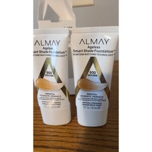 Almay Ageless‎ Smart Shade Foundation 500 Golden Smooth Hydrate Perfect Two New